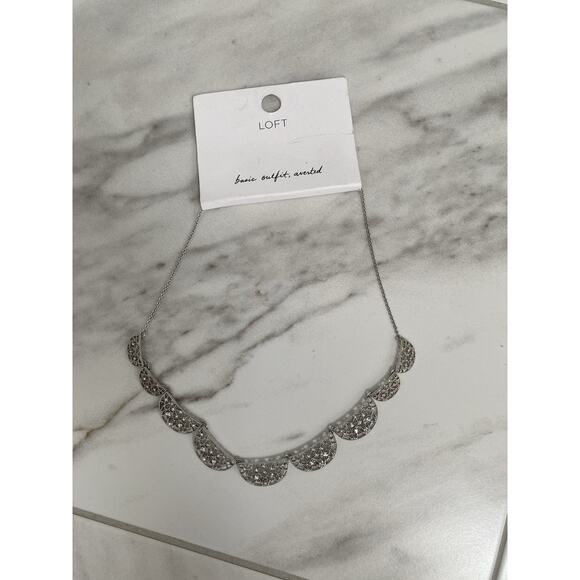 Loft Filigree Crystal Silver Necklace NWT - Picture 4 of 6